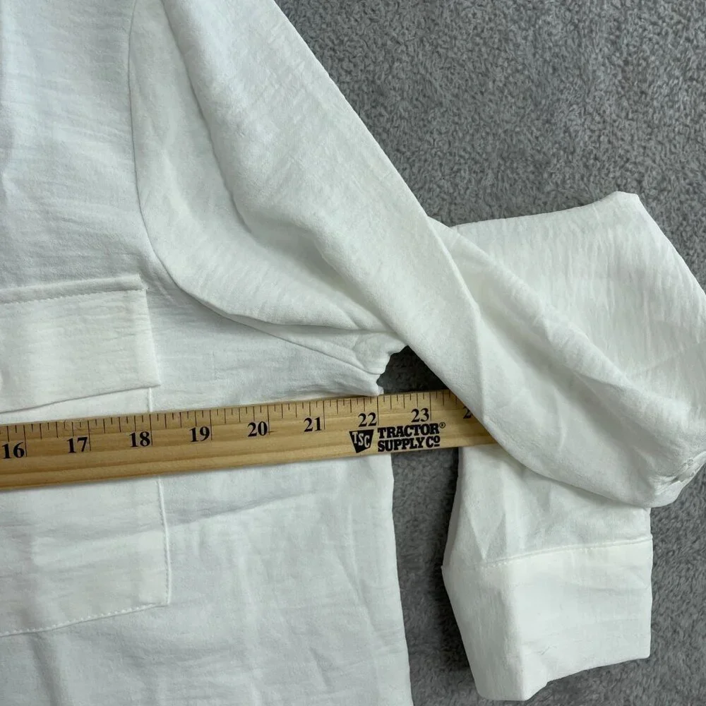 Hilary Radley Women's L Ivory Long Sleeve Button-Down Shirt 100% Polyester M0415 - Picture 8 of 13